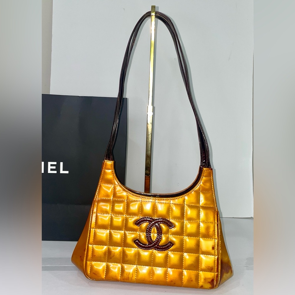 CHANEL Coco Kisslock Chocolate Bar Long handle Shoulder Bag